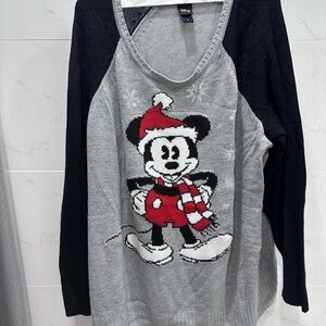 Disney Women's Sweater with Mickey Mouse in Red and Gray